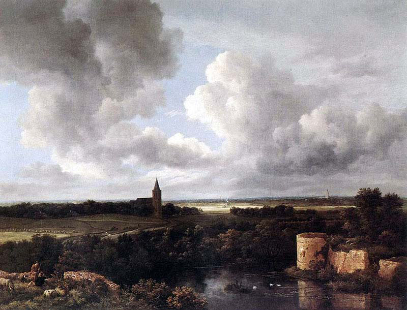 Extensive Landscape with Ruined Castle and a CXhurch